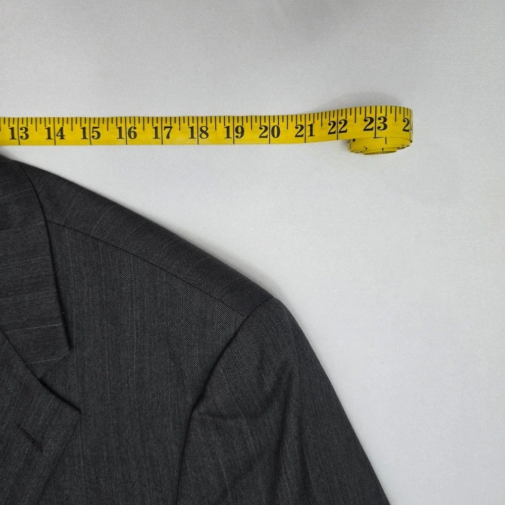 Hickey Freeman Nordstrom Mens 44L Wool Pinstripe Blazer Jacket Charcoal Grey 44L